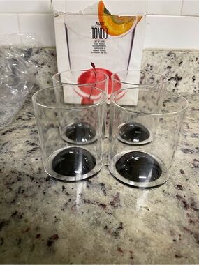 Assisi Tondo vintage old fashioned Black Base Tumblers - Set of 4 Black clear